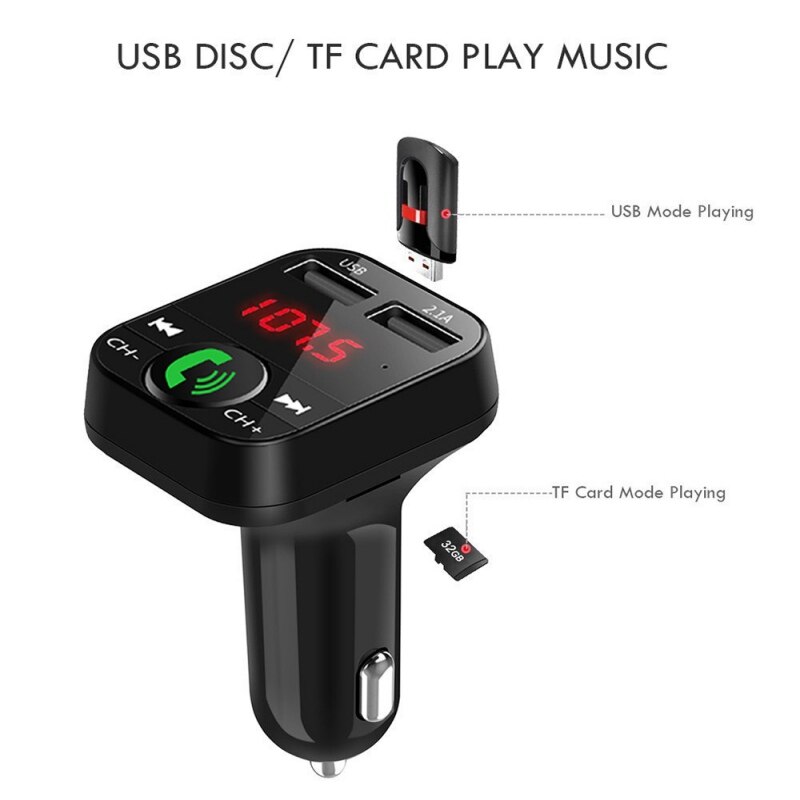 Draadloze Bluetooth Car Kit Fm-zender Dual Usb Autolader MP3 Muziekspeler Handsfree Radio Adapter Usb Lader