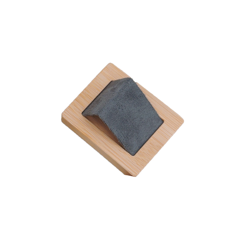 Bamboo Wood Earrings Display Stand DIY Velvet PU Leather Jewelry Storage Tray for Window Counter Props Show: GRAY