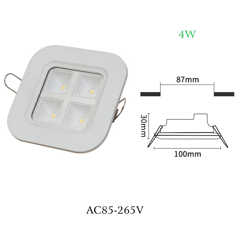 Led panellys  ac 85-265v væglampe paneler 4w 9w 16w 25w led firkantet panel downlight hvid varmt led gitter lys til stue: 4w / Hvid
