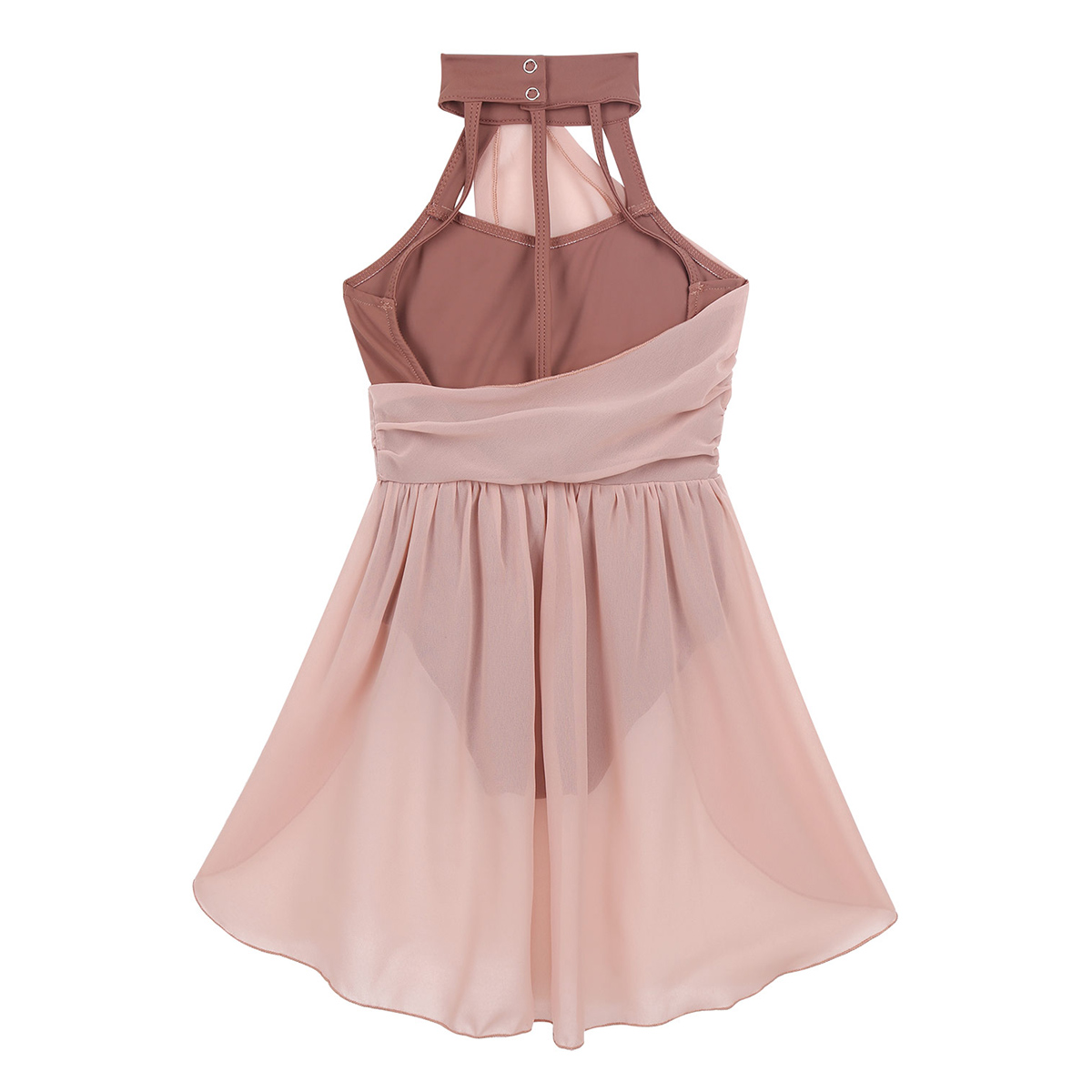 Lyrical Dance Leotard Dress for Girls Halter Cutouts Tulle Tutu Skirts Modern Ballet Dancewear Latin Jazz Ice Skating Costume