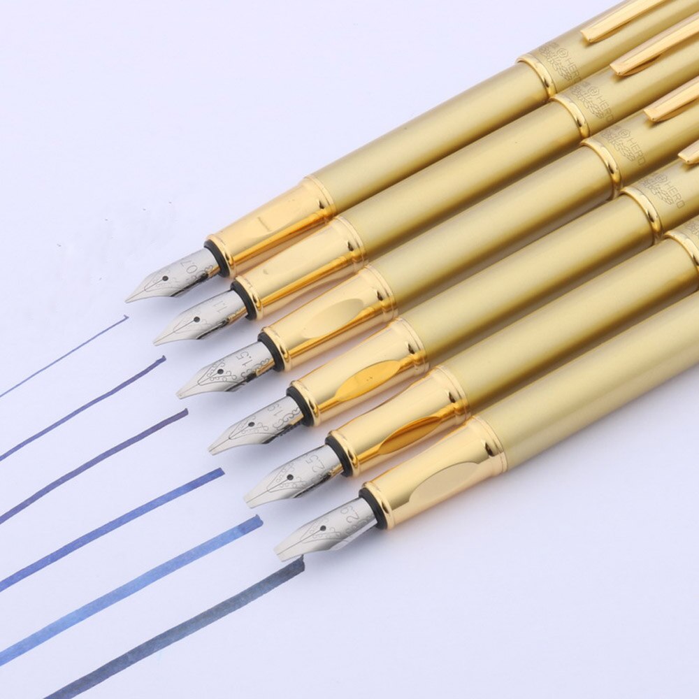 Penna stilografica in metallo dorato di alta qualità con punta piatta in metallo gotico parallelo