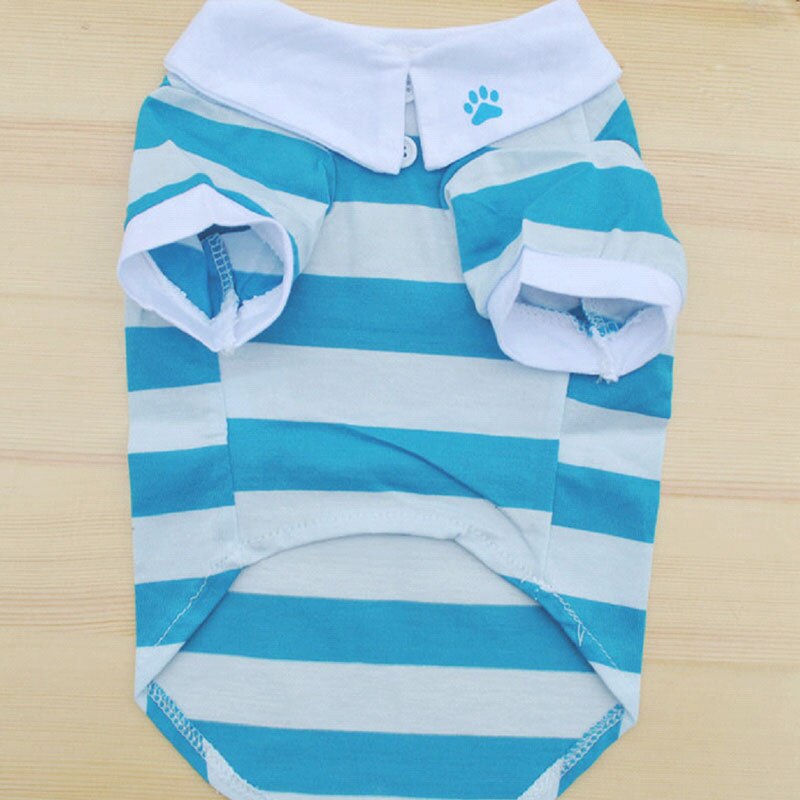 Puppy Hond Kleding Mode Gestreepte Roupas Para Cachorros Kleine Honden Vest T-shirt &: Blue / L