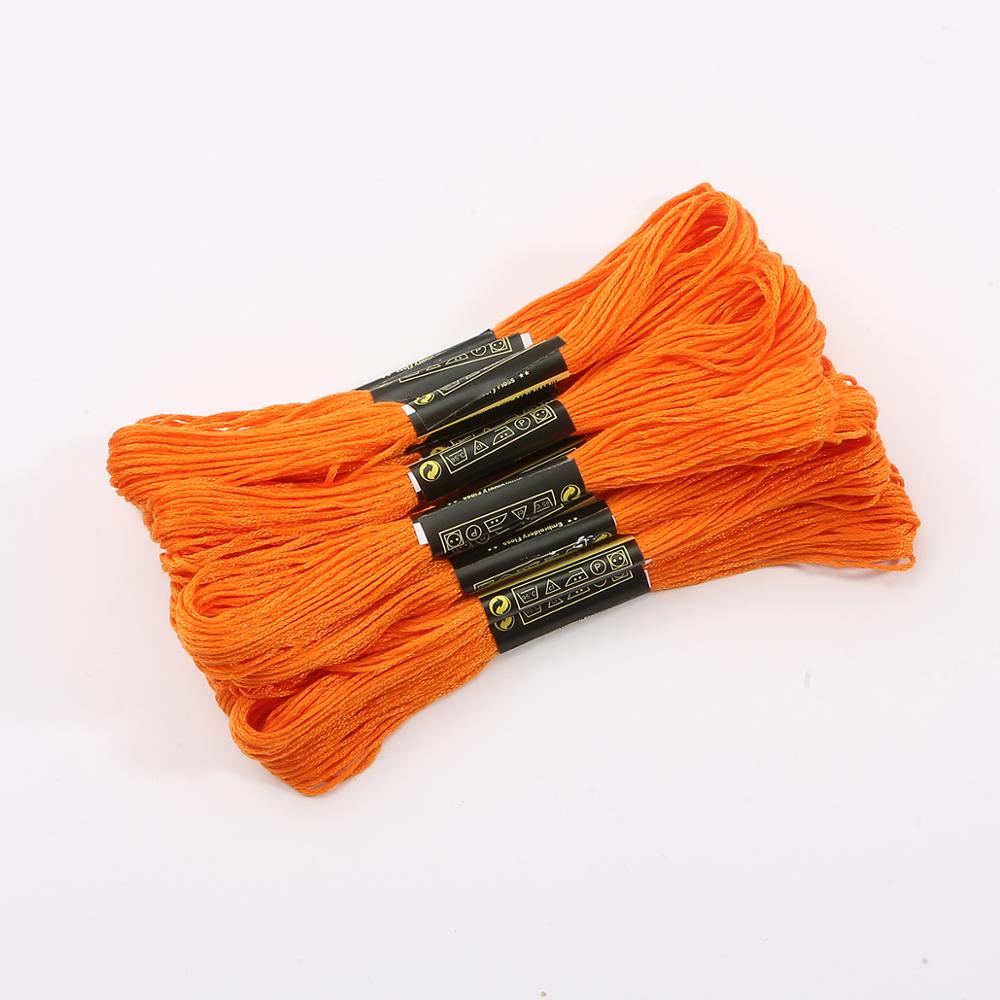 50pcs/lot Mix Colors Cross Stitch Floss Threads Cotton Embroidery Thread Sewing Skeins Kit Craft DIY Sewing Tools: orange