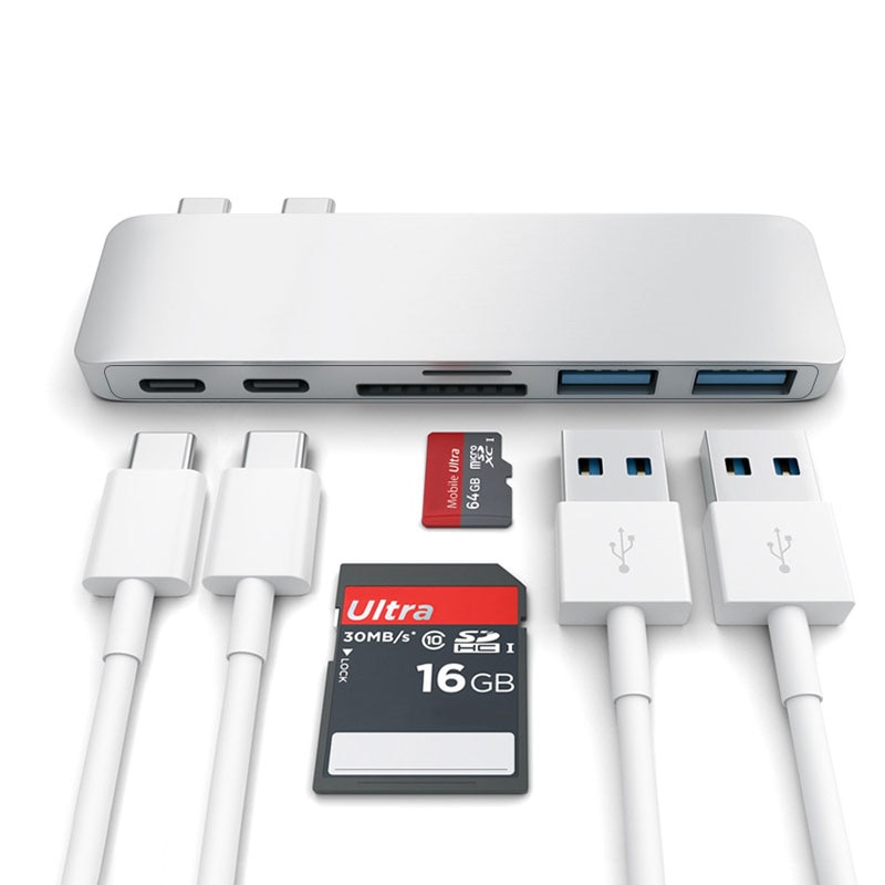Easya Lyn 3 adapter dobbel usb type c hub Brygge til usb 3.0 tf/ sd kortleser pd data til macbook pro/luft usb-c