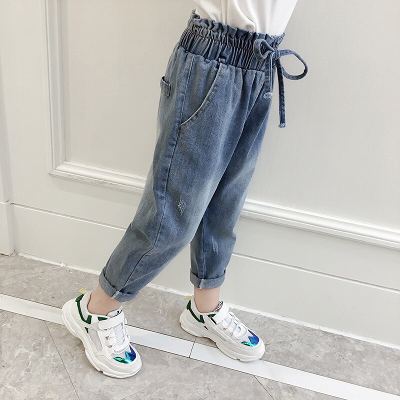 2-10 Years Girl Jeans Spring Autumn Cowboy Pants Baby Girls Harem Pants Children Casual Loose Denim Pants Kids Jeans Trousers
