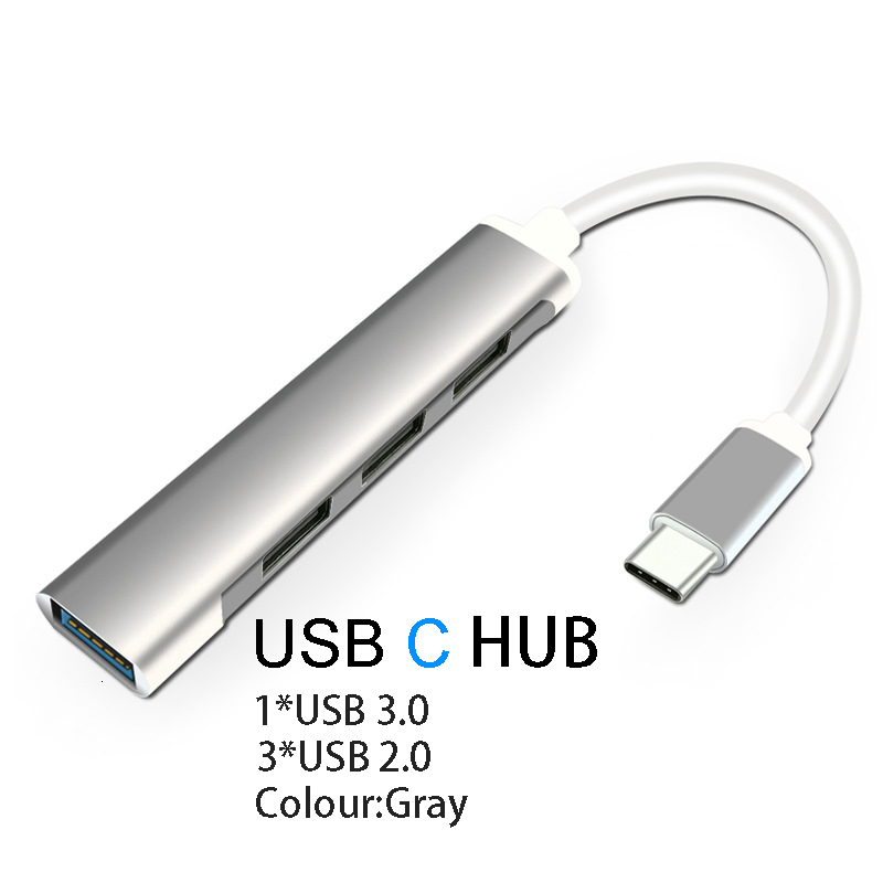 HUB USB type-c 3.0 avec répartiteur Thunderbolt 3 USB-C, adaptateur de Dock OTG pour Macbook Air M1 Pro 13 15 MI HUAWEI Matebook: USB C Hub Gray