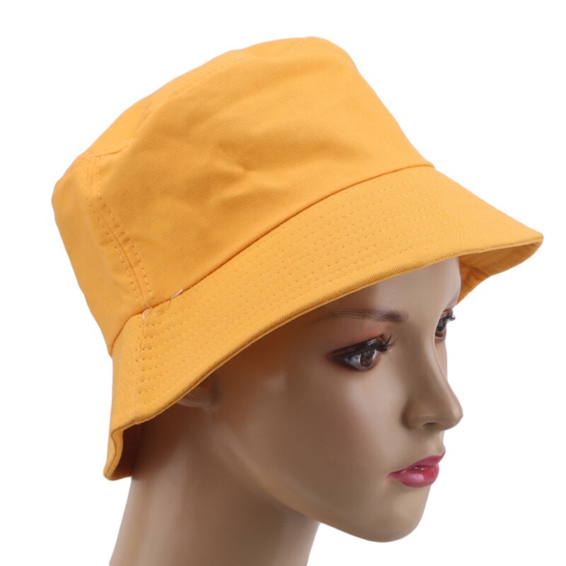 Bucket Hat für Damen & Herren - Baumwoll-Sonnenhut Unifarben - Outdoor Fischer Panama Hut: Gelb