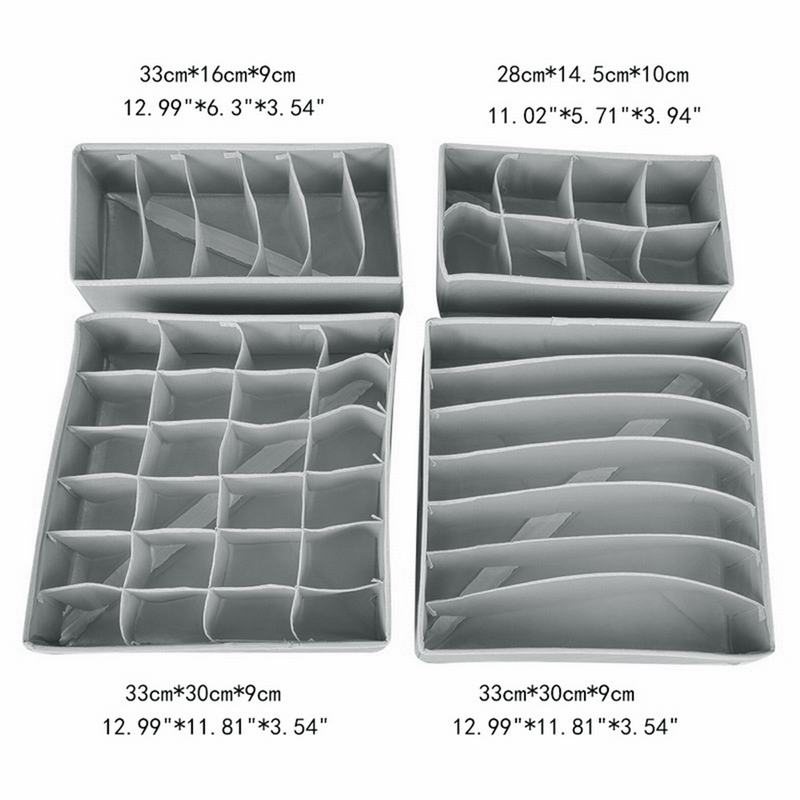 Lådor arrangör bh underkläder arrangör fällbara hem förvaringslåda icke-vävda garderob låda garderob arrangör för sjalar strumpor: Grå 1 uppsättning