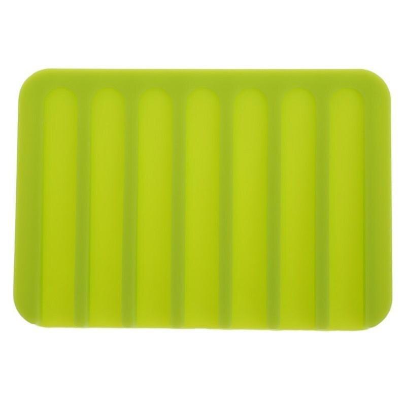 Badeværelse silikone fleksibel sæbeskål opbevaringsholder sæbeboks plade bakke afløb badeværktøj 4 farver: Grøn