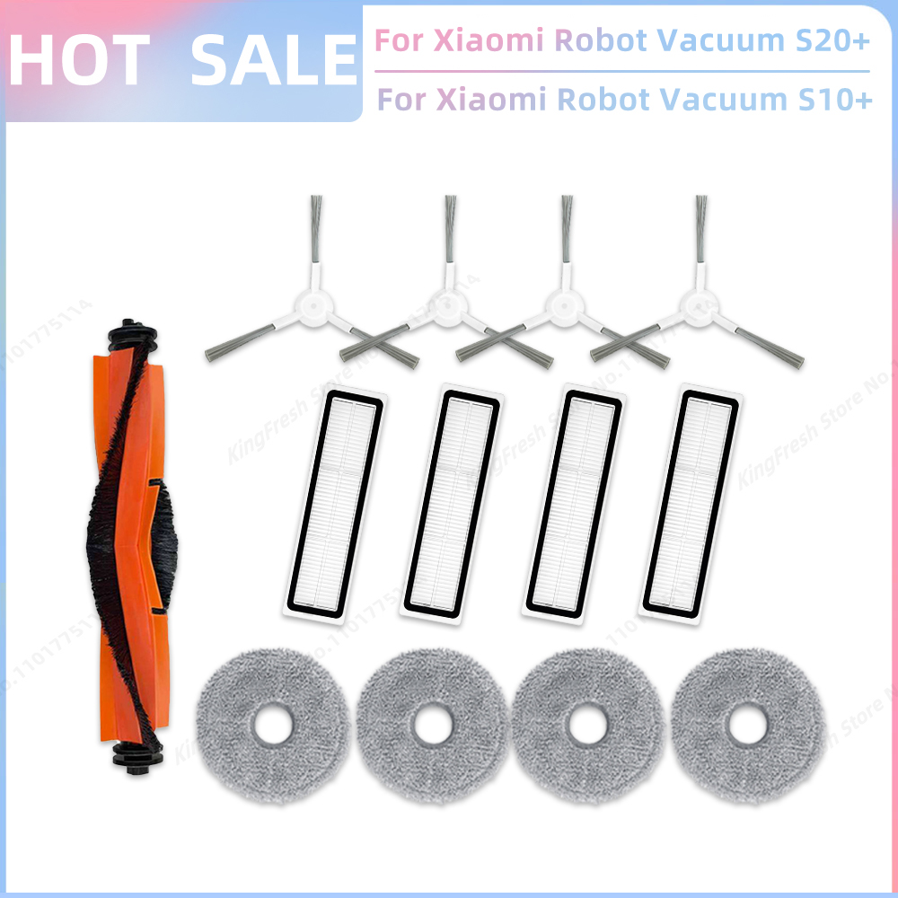 Passend Für Xiaomi Robot Vacuum S20+ Plus B108GL / S10+ Plus B105 Staubsauger Teile Hauptwalze Seitenbürste Hepa-Filter Mopptuch Zubehör: Licht Grün