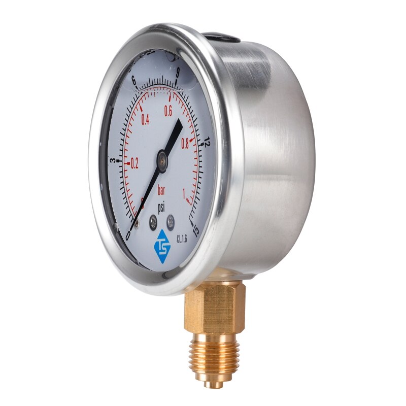 Ts Lage Druk Manometer 0-1Bar 0- 15PSI 1/4 Inch 68Mm Wijzerplaat Hydraulische Water Manometer Meten tool