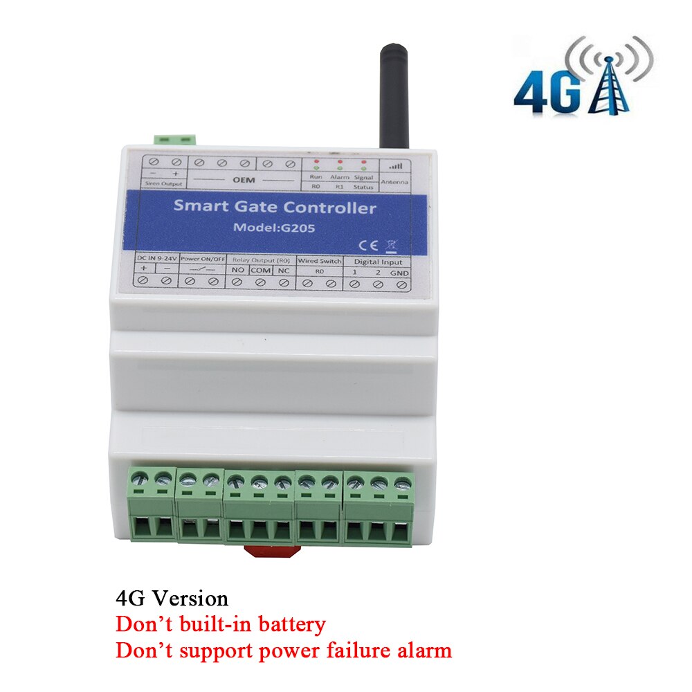 DIN-rail GSM 4G SMS Single Relay Gate Opener ON/OFF Switch For Sliding Swing Opener Power Failure Alarm: 4G Version Kit A