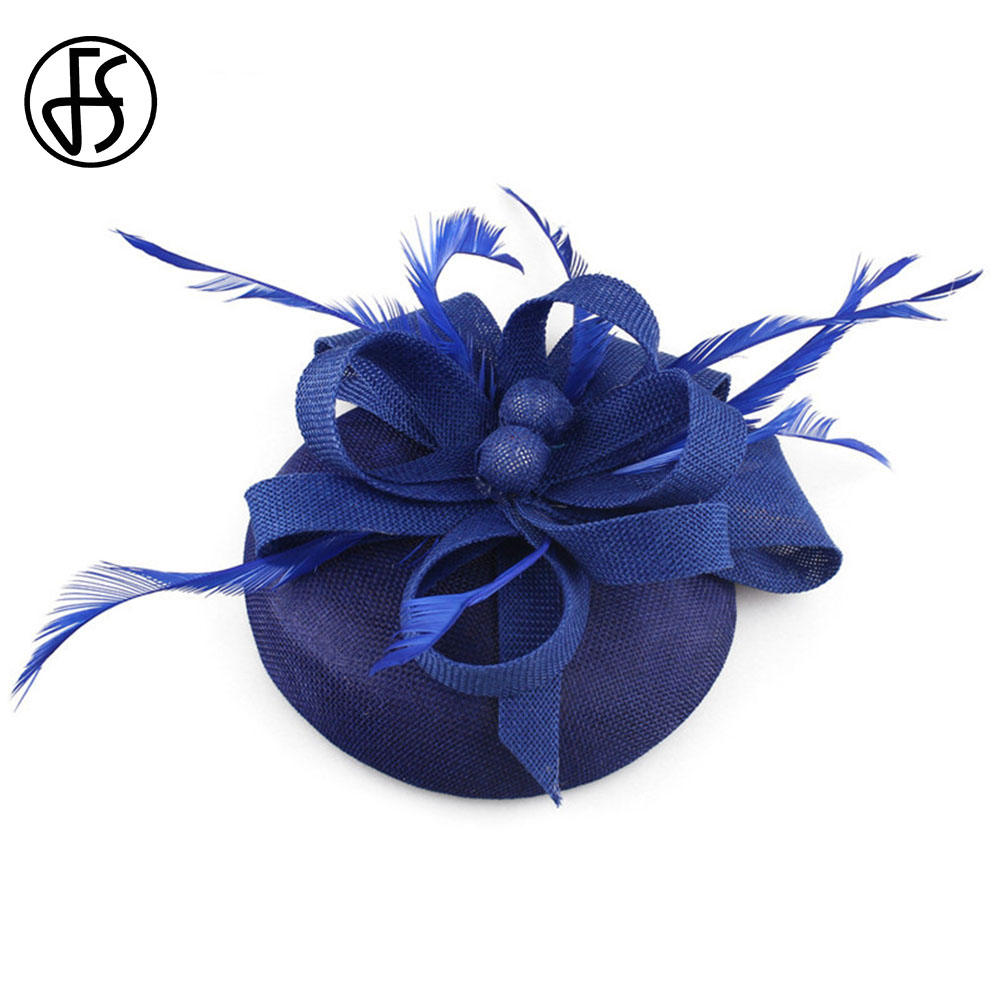 Fs Vrouwen Vintage Kerk Hoed Tovenaar Grote Derby Rose Rode Hoofdband Veer Mesh Party Hoeden Cocktail Grote Bruiloft Hoeden Fedora