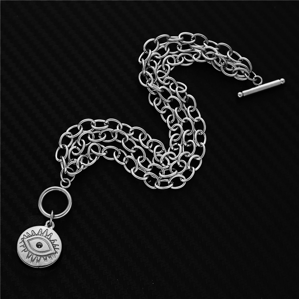 MinaMaMa Boheemse meerlaagse ketting roestvrij staal boze ogen bedelarmband voor vrouwen Vintage OT Toggle armbanden sieraden