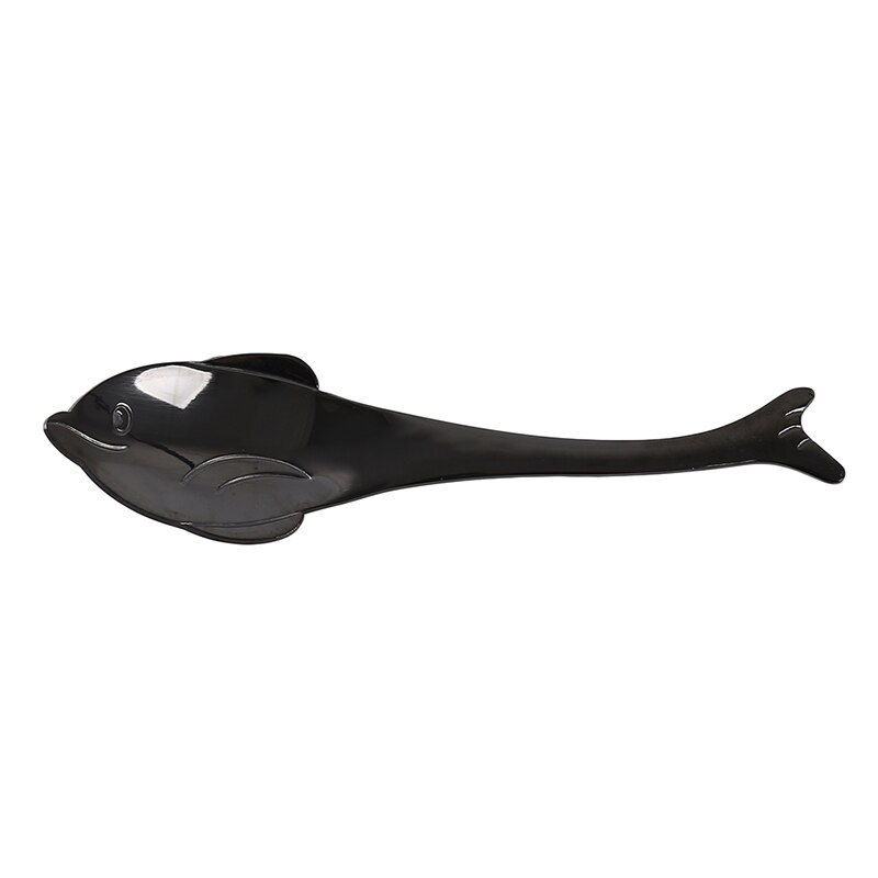 Multicolor Household Coffee Milk Stirring Spoon Stainless Steel Cutlery Dolphin Shape Teaspoon Kitchen Accessories: black