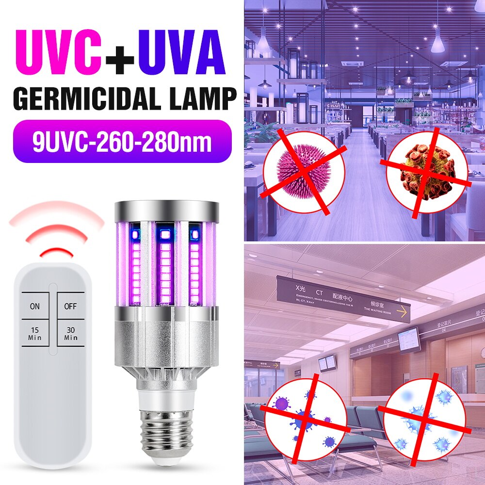 Lampada germicida UV portato E27 luce di desinfezione Ultravioleta 220V portato UVC Sterlizer lampadina di mais lampada 9 18 portato disinfezione per la casa