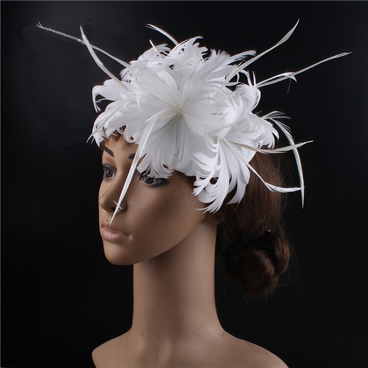 Fs Vrouwen Hoeden Vlas Wit Tovenaar Hoed Voor Bruiloft Cocktail Elegante Vrouwelijke Britse Dame Kerk Veer Hoeden Derby Fedora: Creamy White