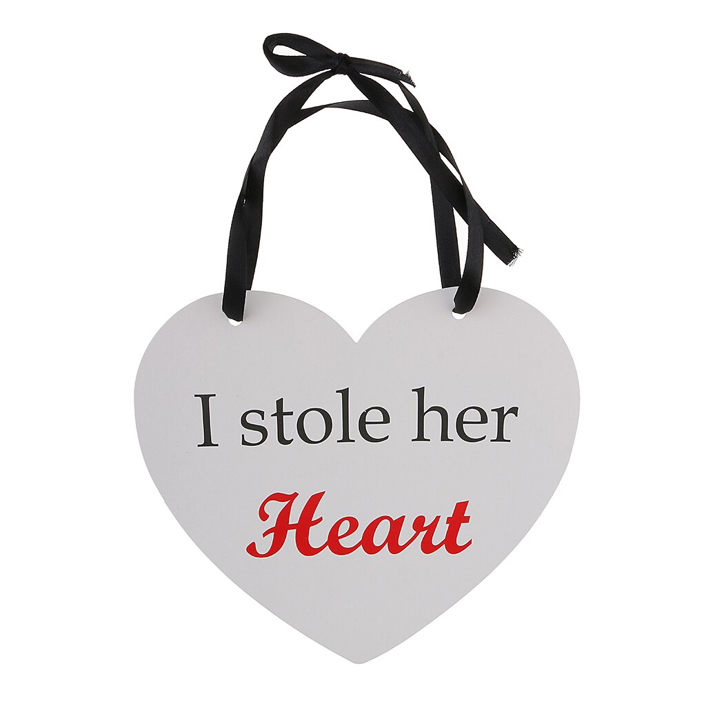 2 Pieces Funny Wedding Heart Photo Booth Props with Romantic Sayings Hanging Sign Decoration