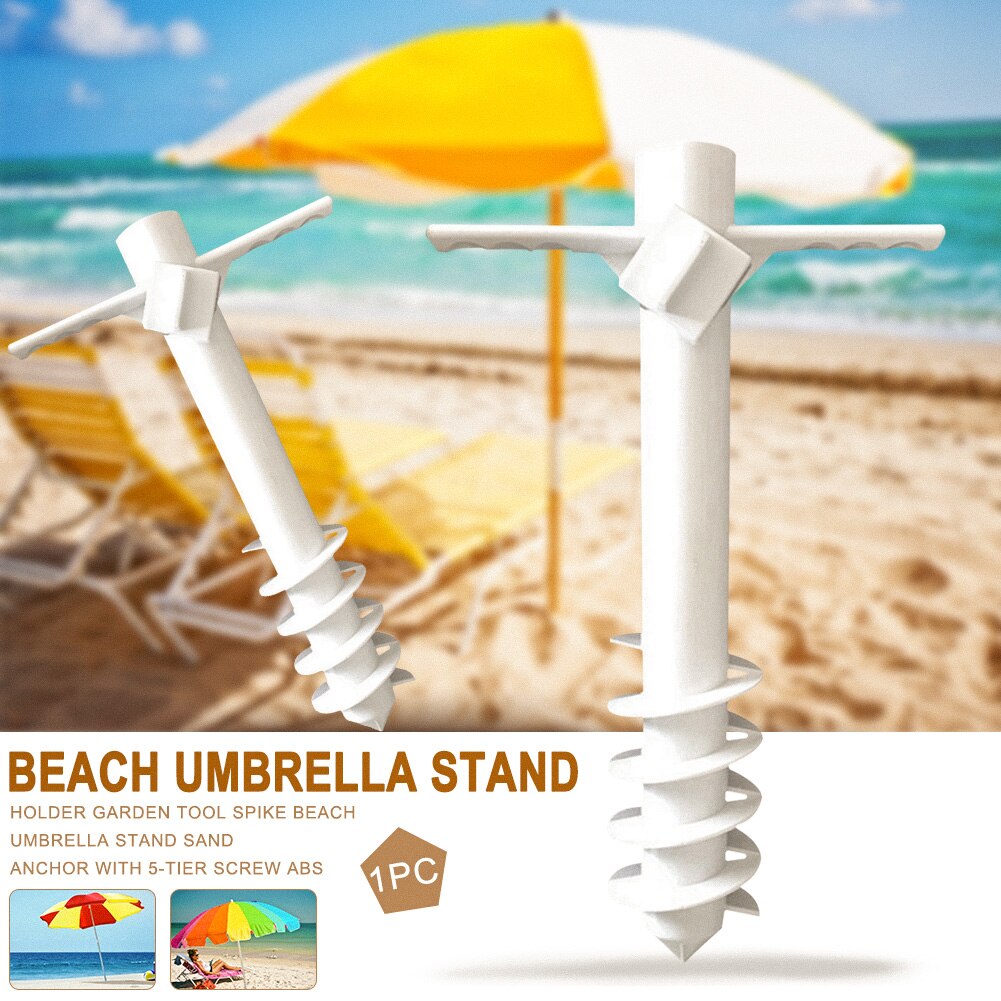 Rain Gear With 5-Tier Screw Tool Garden Ground Spike Parasol ABS Beach Umbrella Stand Outdoor Sand Portable Holder