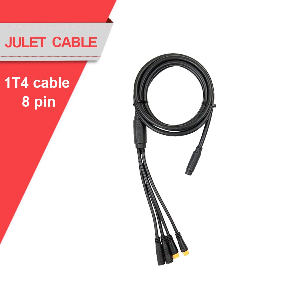 Ebike julet 1 t 4/1 t 5 vattentät kabel för styrenhet/ljus/ebroms/gasreglage/display ebike konverteringskabel: 1 t 4 kabel 8 stift