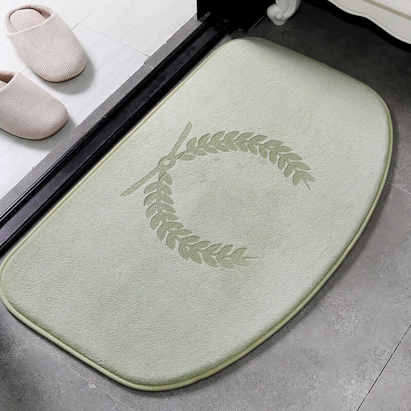 Flannel bademåtte tyk memory skum grå badeværelsestæpper absorberende toilettæppe hjem hotel brusebad prægede gulvmåtter tapis: Grøn / 38 x 58cm