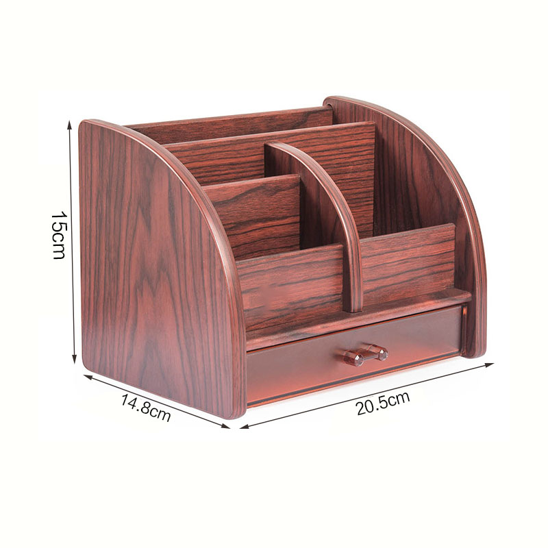 3 Grid Bamboo Remote Control Storage Box Stationery Remote Control Headphone Cable Cell Phone Desktop Storage Box Organizer: B