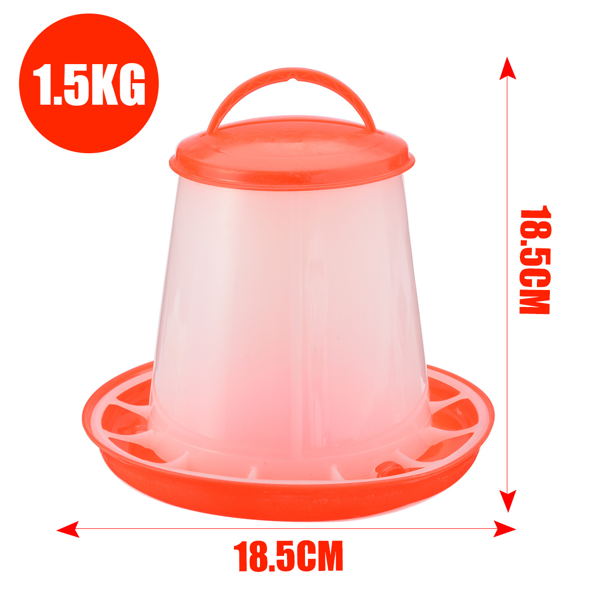 1Set 1.5kg Poultry Chicken Feeder Plastic Feeding Bucket Chicken Duck Fountain Drinker with Lid Handle