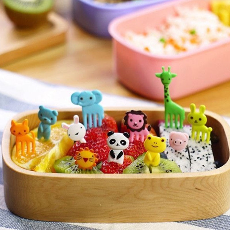 10 pz per Bento Kawaii Alimenti di Origine Animale di Frutta Forchette Scatola di Pranzo Accessori arredamento Strumento per Il Campeggio di picnic Cucina