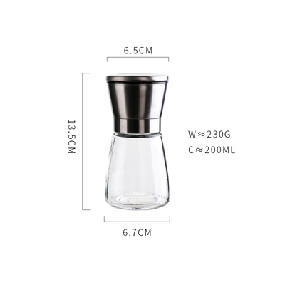 Stainless Steel Pepper Grinder Glass Body Spice Mills Shaker Handheld Seasoning Pot Salt Container Condiment Jar Cooking Tools: Type A
