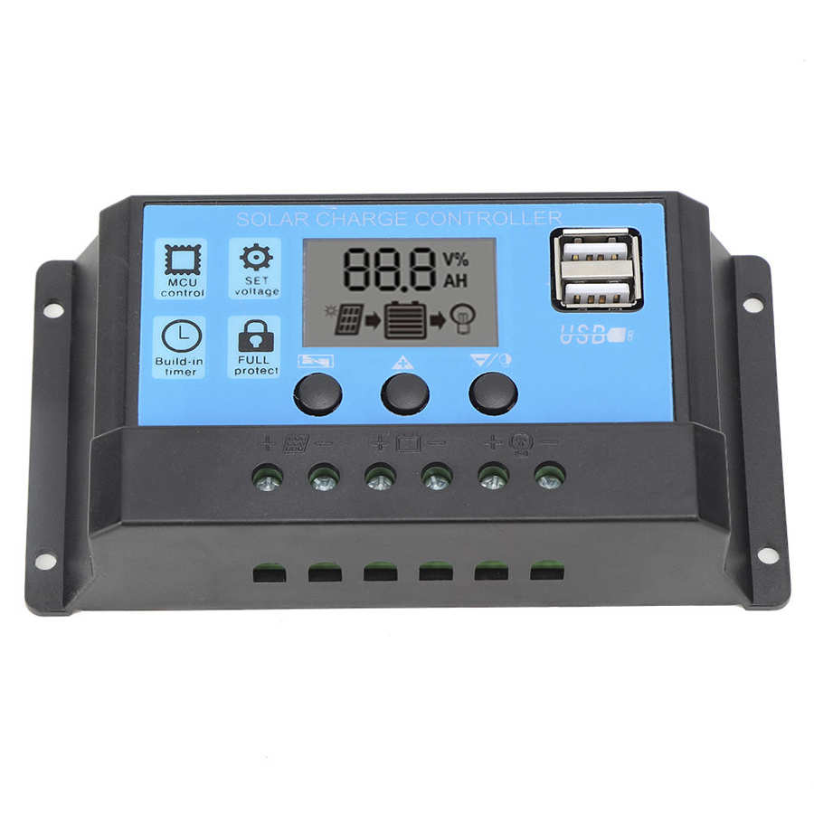 Solar Charge Controller LCD Dual USB PWM Cell Panel Regulator with Load ...