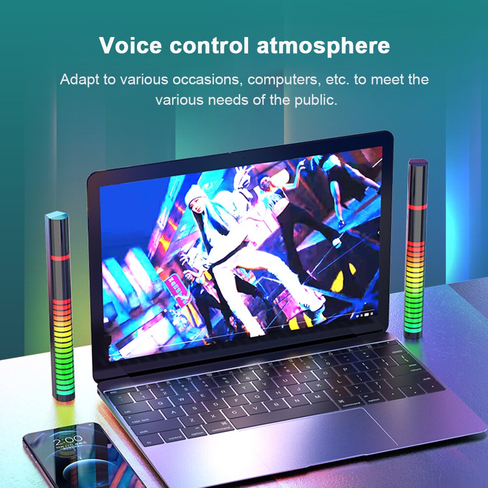 APP Control Voice Activated Rhythm Lamp 32-Bit RGB Audio Spectrum Bar Pickup Colorful Music Ambient DJ LED Level Light