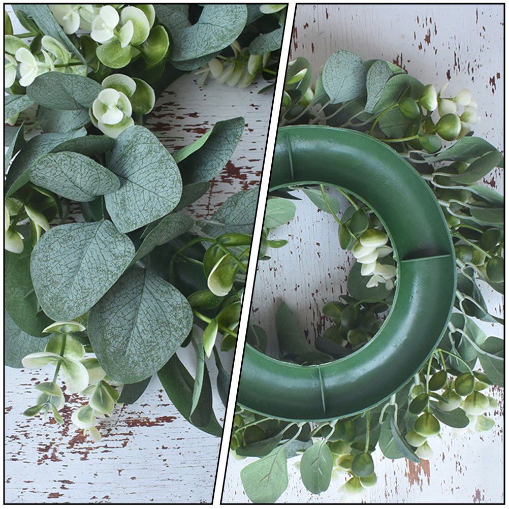 2pcs Eucalyptus Leaf Wreath Durable High Grade Premium Sturdy Decor Eucalyptus Leaf Wreath Green Leaf Garland for Home