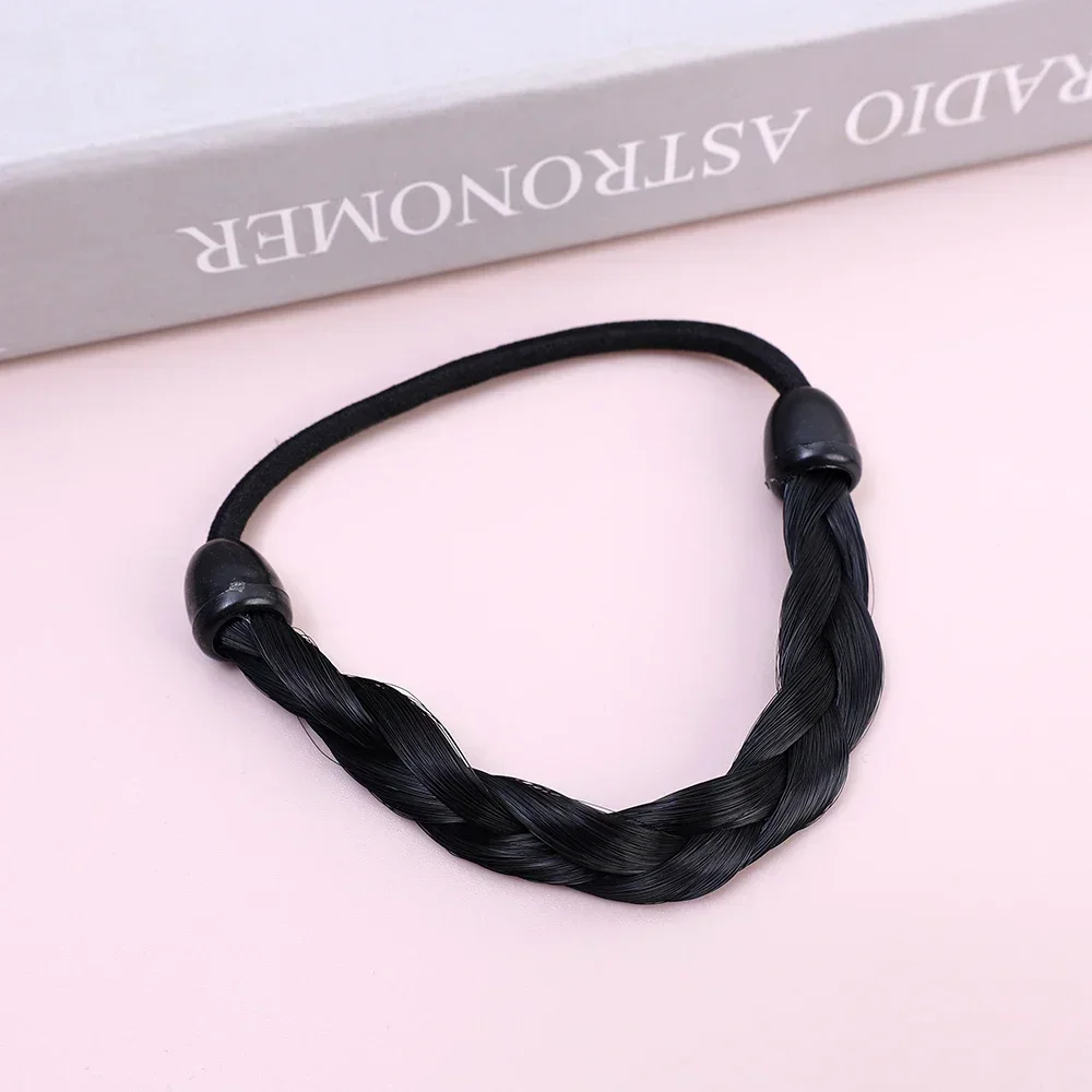 Rubber Band Made of Hair Rope Simulation Wig Head Rope Wig Hair Ring Straight HairTie Ponytail Elastic Hair Accessories: Dark Grey