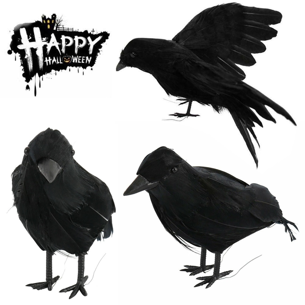 Halloween kunstig krage sort fugl ravn prop skræmmende dekoration til fest event fest diy dekorationer