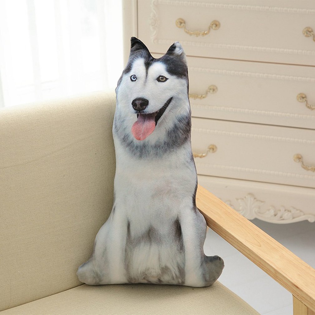 Almohada de simulación 3D para perro, cojín de felpa extraíble y lavable para siesta de oficina, perro, Sharpei, Dálmata, Husky, Lobo: plum