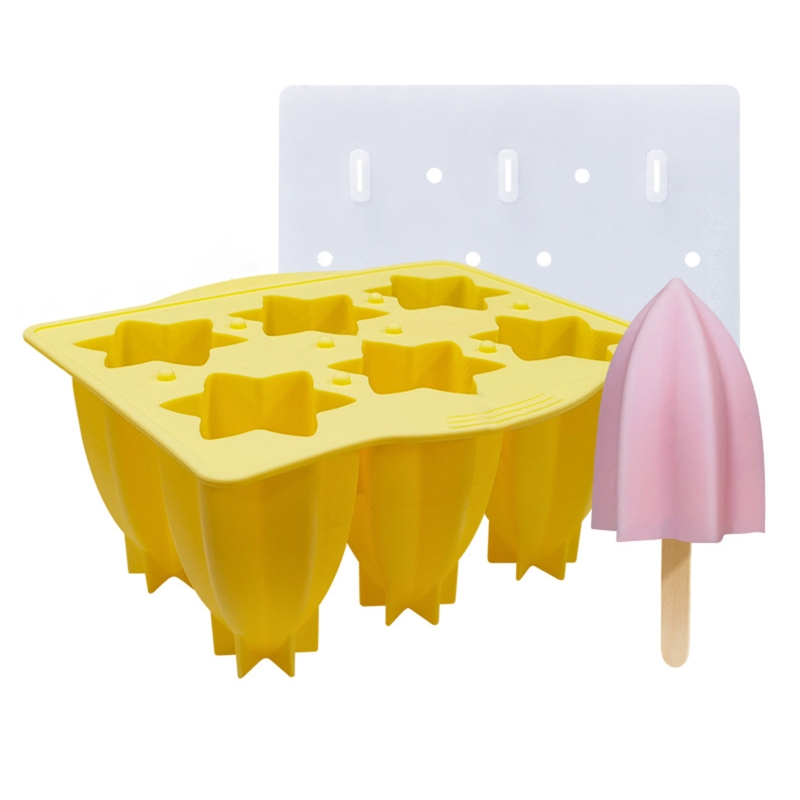 6 Holes Star Fruit Shaped Ice Cream Silicone Mold DIY Ice Tray Ice Cubes Moulds Popsicles Molds Food Grade Material Mold: Yellow