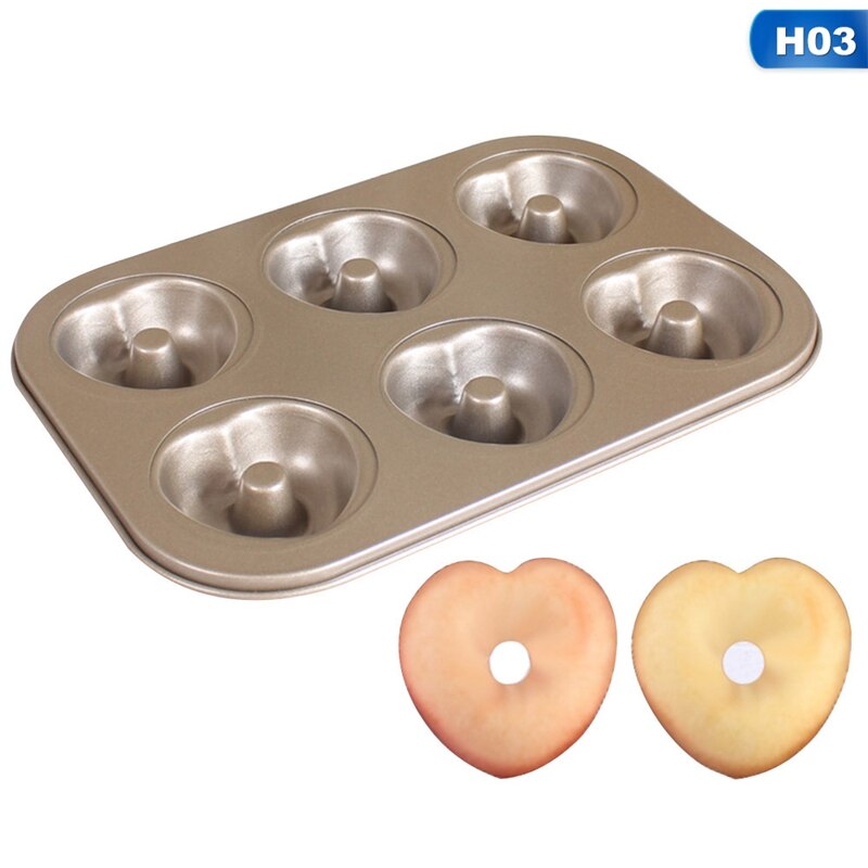 6 Pcs Carbon Staal Gouden Donut Cakevorm Bakken Pan Keuken Bakvorm Cake Bakvorm Keuken Koken Gereedschap: H03