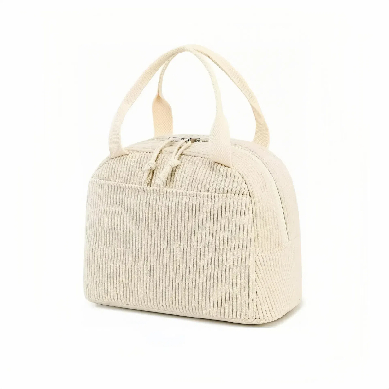 Corduroy Lunch Bag Thermal Insulation Lunch Box Storage Handbag Multifunctional Kid School Cooler Bag Picnic Food Pouch