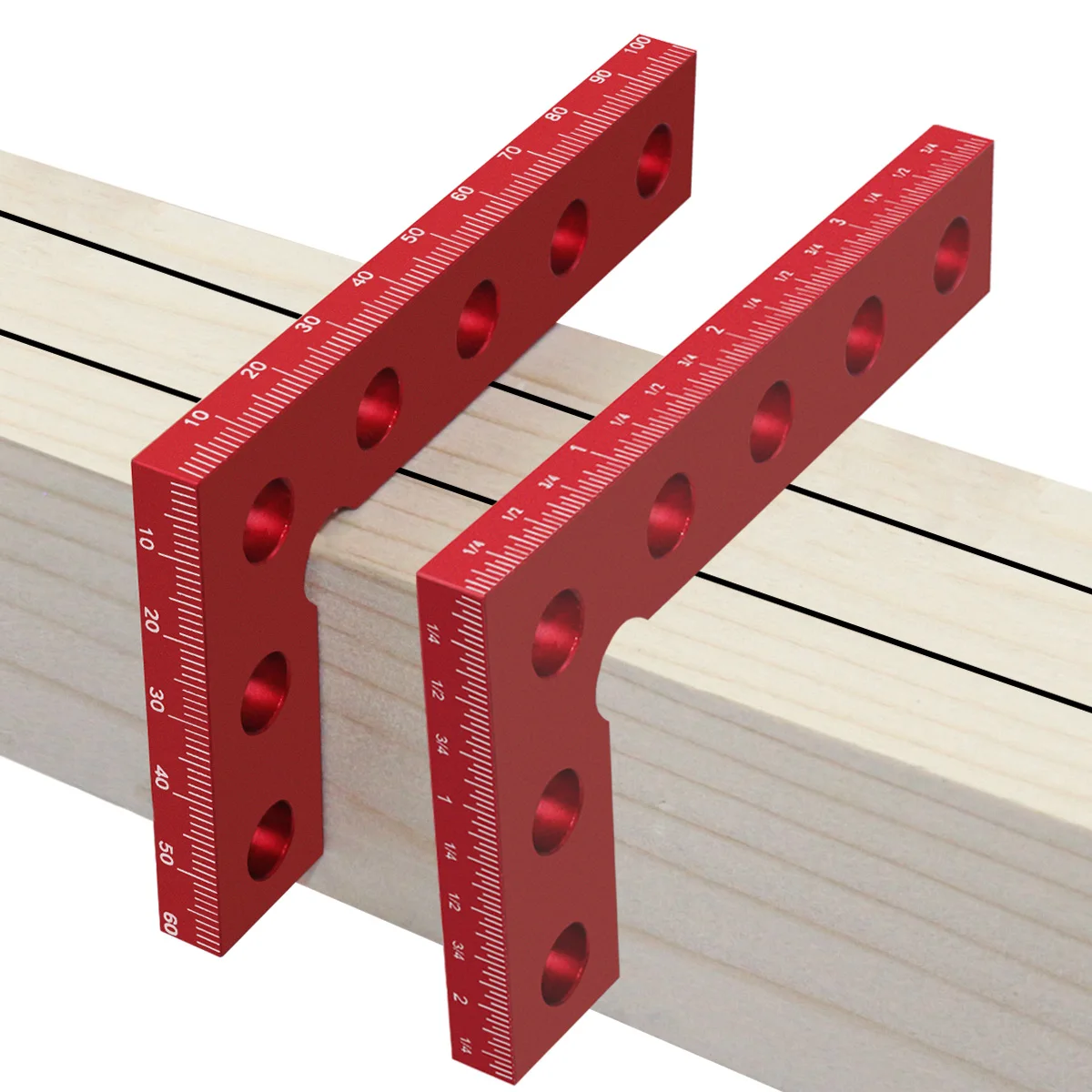 Herramienta de marcado de borde cuadrado de precisión de 90 grados para carpintería, calibre cuadrado de marcado de bolsillo de carpintería de aluminio, regla de ángulo recto