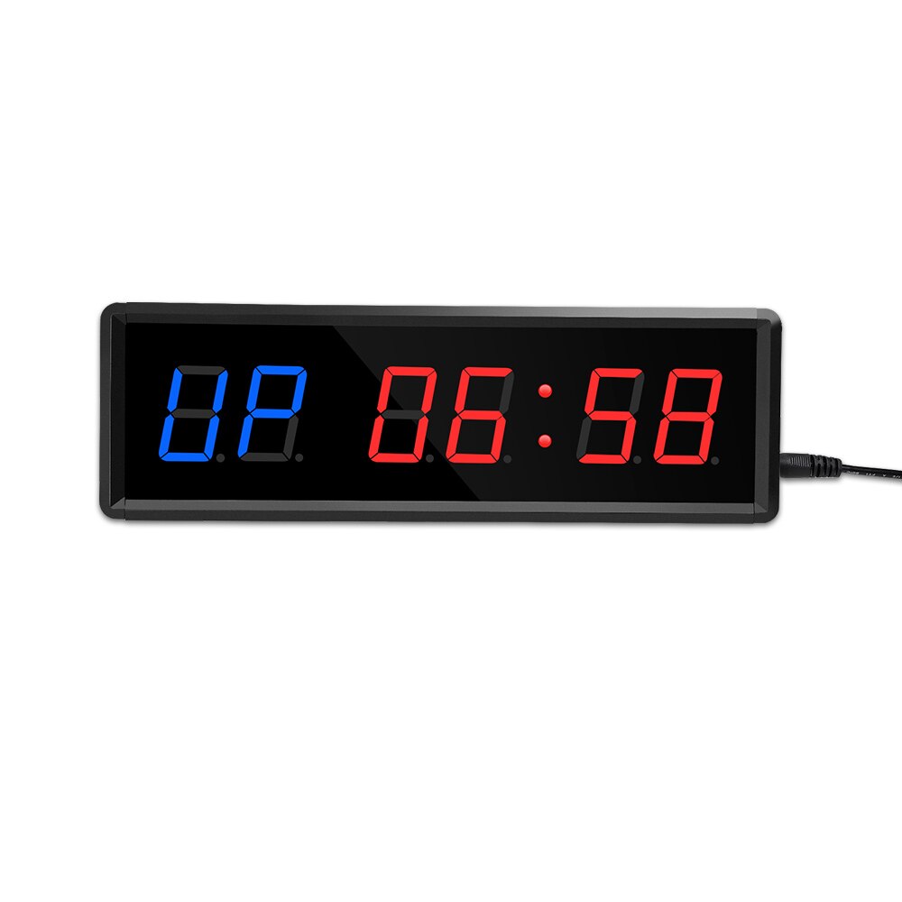 Gym Timer, LED Interval Timer Gym Digital Countdown Wall Clock Fitness Timer, 1.5Inch Digits Down/Up Clock Stopwatch for Home