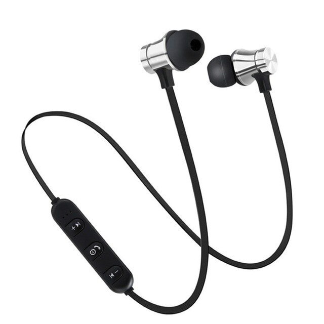 Wireless Magnetic Bluetooth 4.2 Headset Sports Earbud Headset with Microphone for Iphone Samsung Huawei: Silver