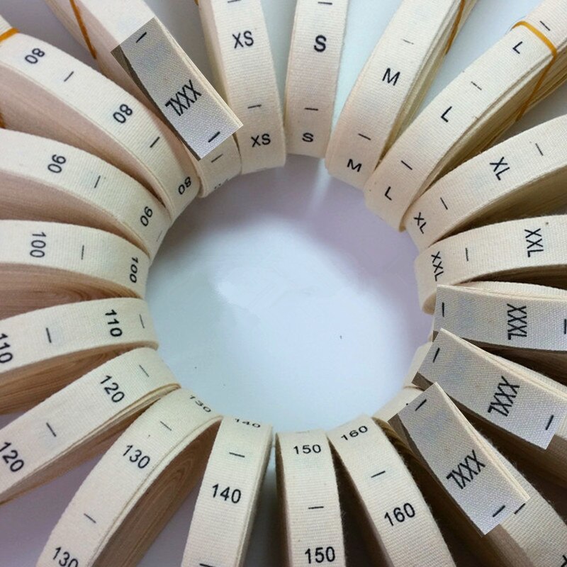 50 STKS Nummer Katoen Maatlabels 80 90 100 110 120 130 140 150 160 XXS XS SML XL XXL XXXL Zacht Beige Doek Maatlabel