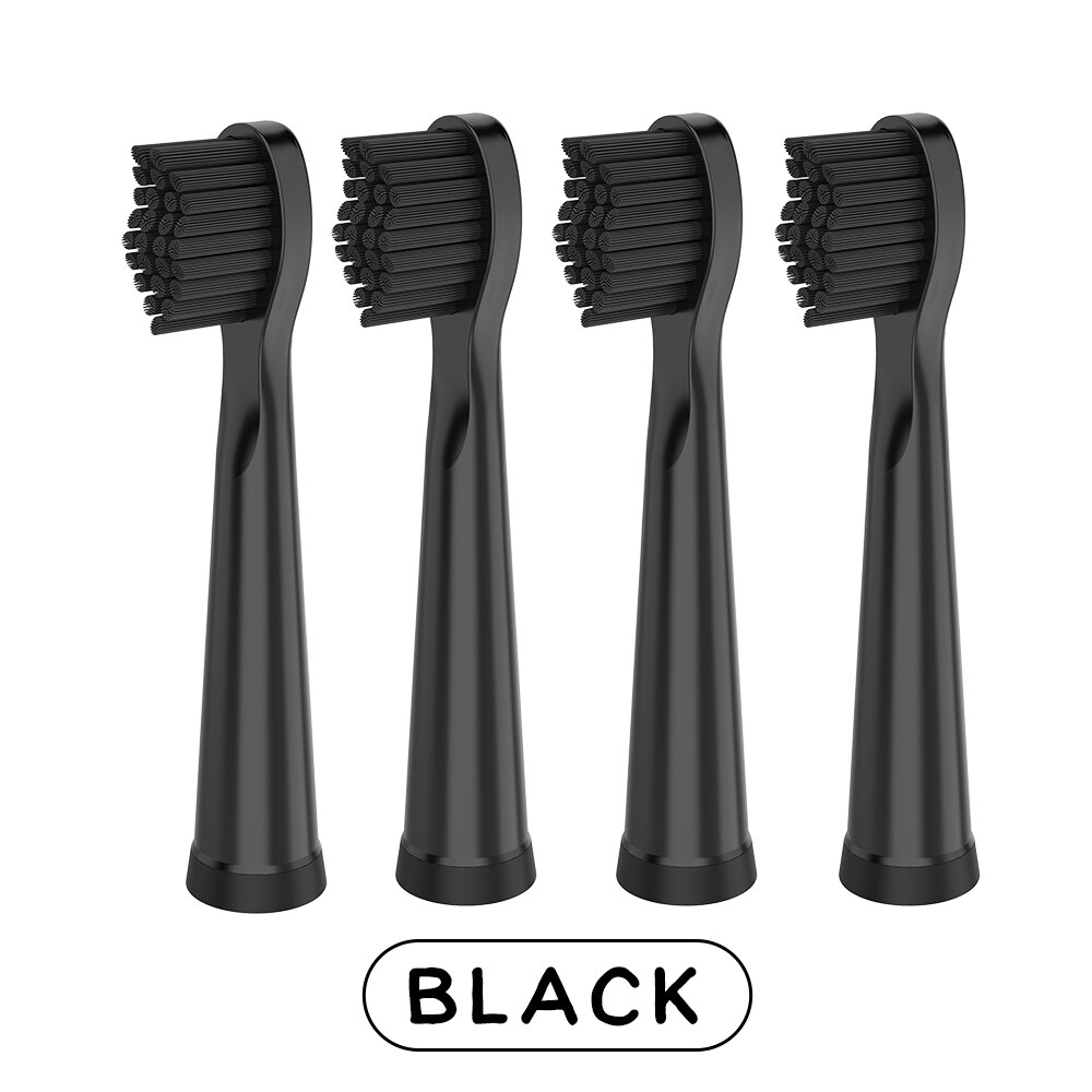 4pcs/set Replacement Heads Soft Bristles Toothbrush Heads for Electric Toothbrush Dual Clean Toothbrush Heads: Black 4pcs