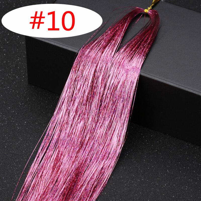 2 st/lot flerfärgat löshår glitter glitter highlights syntetiskt hårförlängning för hårflätningstillbehör: 10