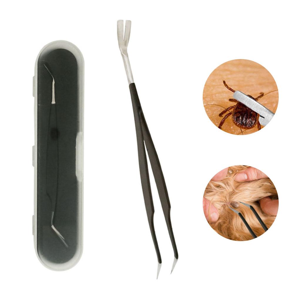 Pet Tick Remover Tool Set Tick Hook Stainless Steel Tick Remover For Dogs Cats Pet Hair Removal Brush: 2