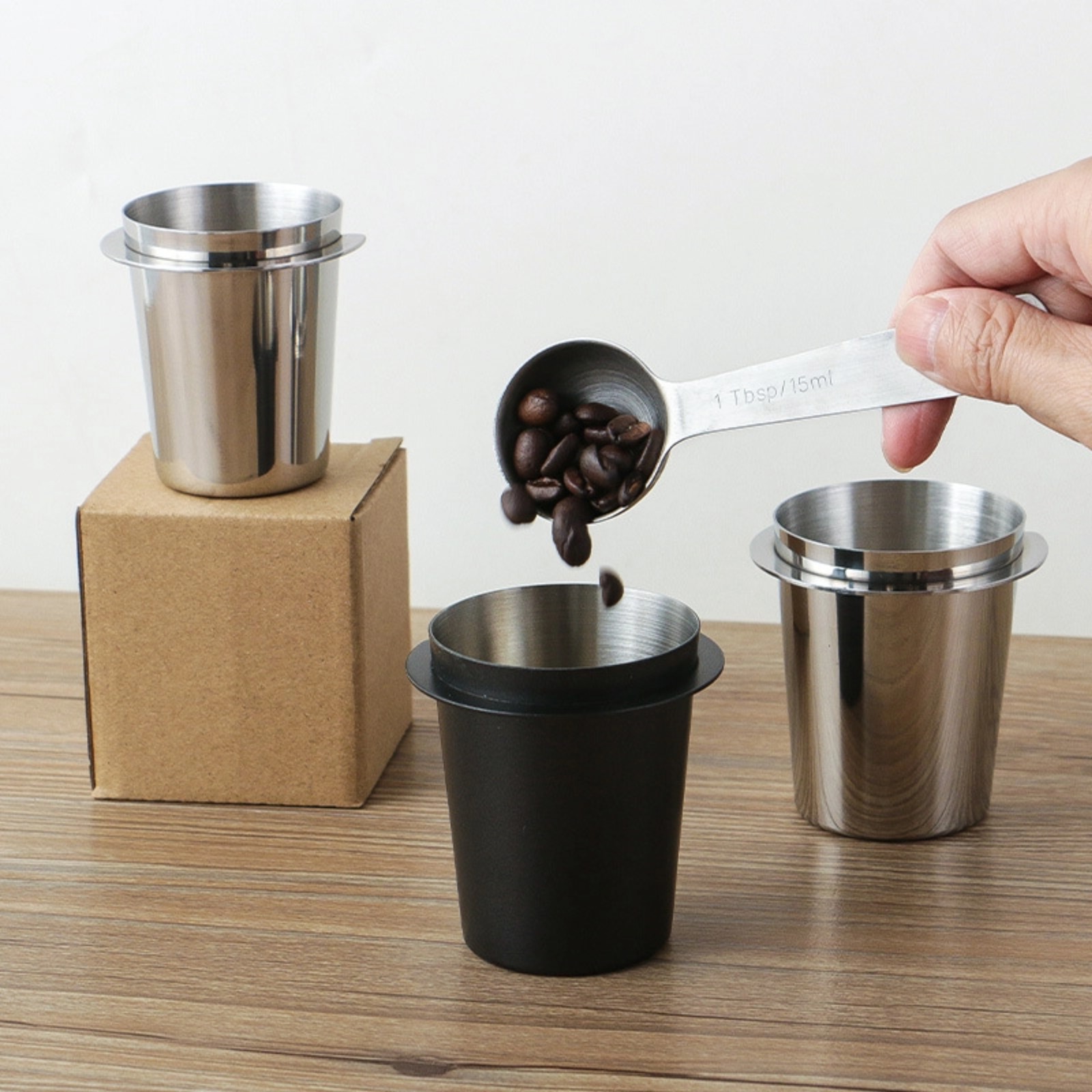 Kaffee Dosierung Tasse Schnüffeln Becher für Espresso Maschine Tragen Beständig Edelstahl Kaffee Dosierung Tasse 58/53/51mm
