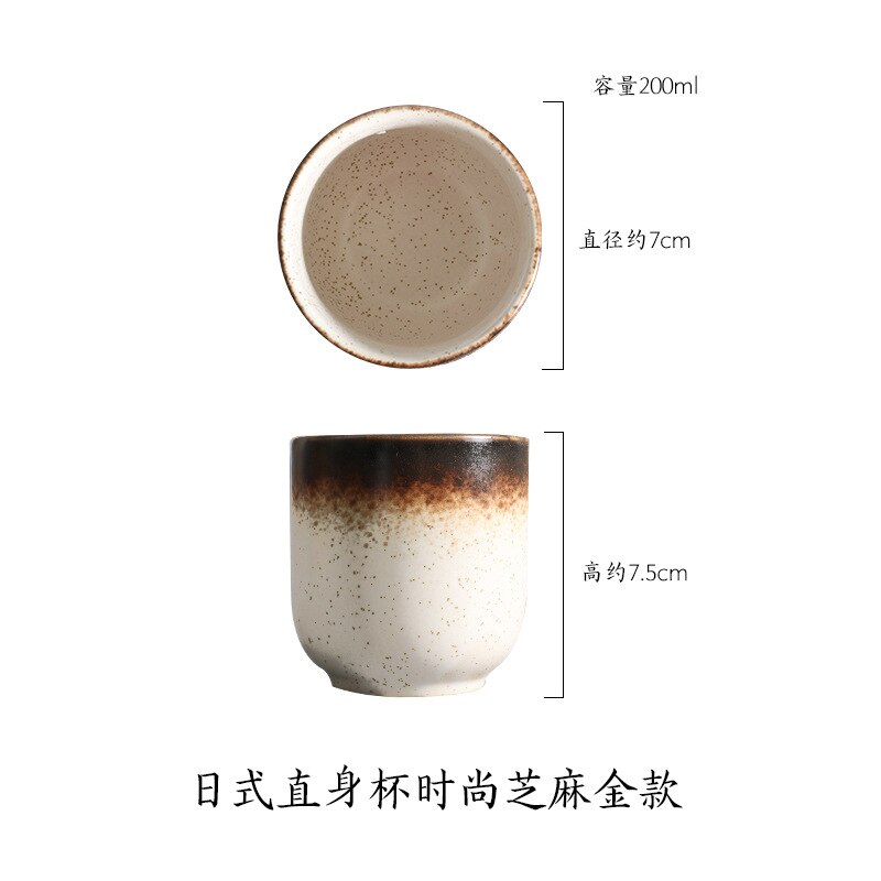 140Ml 185Ml Japanse Stijl Theekopje Water Cup Steengoed Keramische Handgeschilderde Kung Fu Theekopje Koken Wijn Set kantoor Drinken Set: D-Round cup