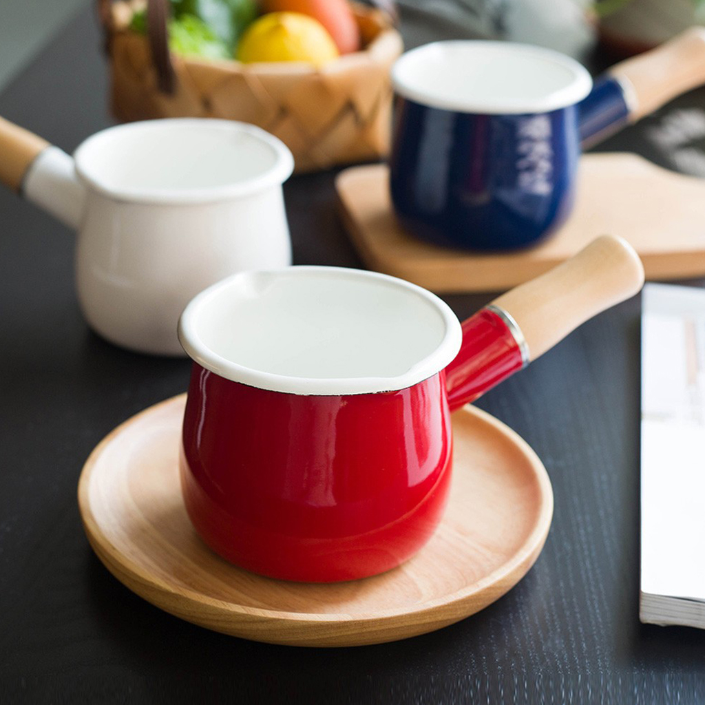 Emaille Melk Pan Thee Pan Melk Kokend Pan Saus Pan Kitchen Cookware 2 Kleuren