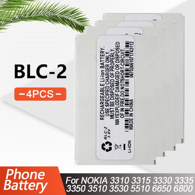 800mAh BLC-2 BLC 2 batteria di ricambio per telefono cellulare Nokia 3310 3330 3410 3510 3510i 3315 3350 3589 6650 6800 6810 5510: 4pezzi