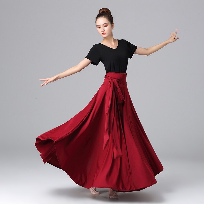Mujeres bailando traje Flamenco vals falda de baile de salón clásica práctica de competencia vendaje de gran oscilación español faldas